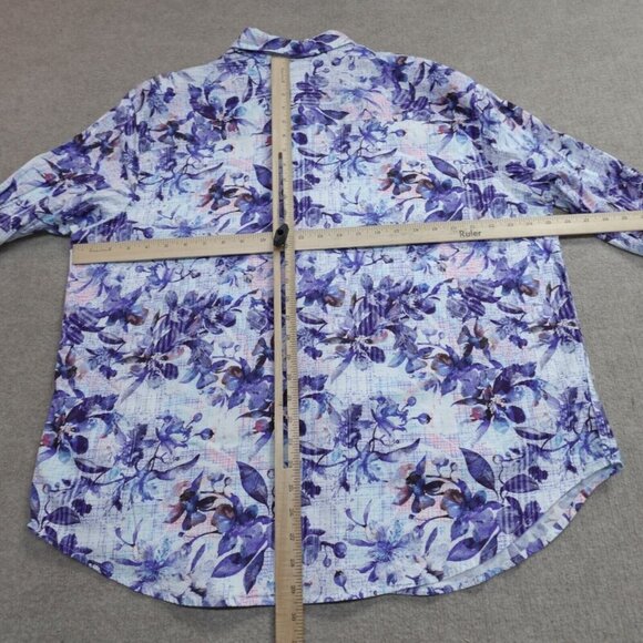 Robert Graham Shirt 1XL Blue Geometric Flip Cuff Scorpion Embroidery - Picture 5 of 9